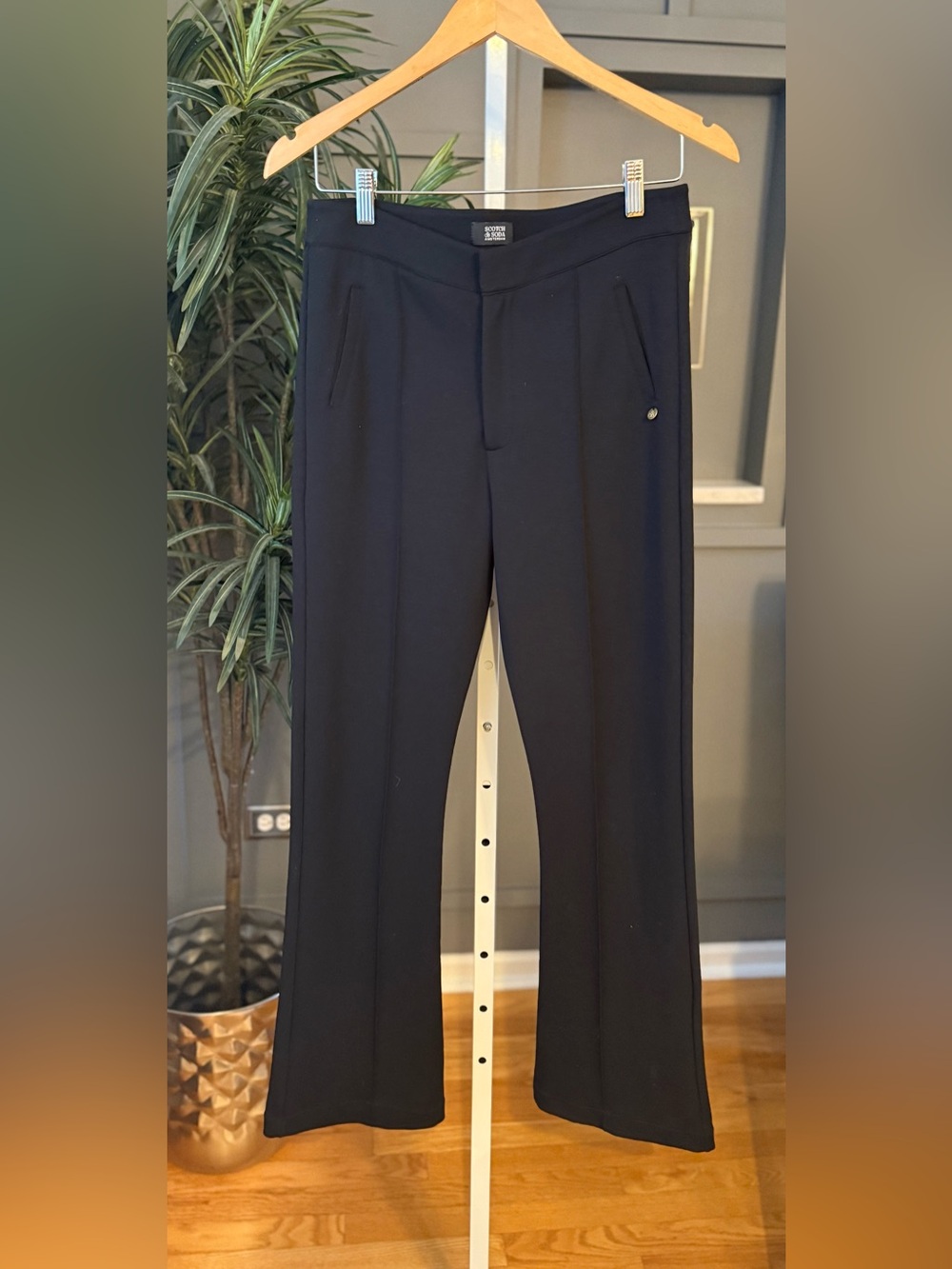 SCOTCH & SODA Amsterdam Black Flared Knit Trousers Stretch TENCEL™ Women’s M
